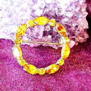 Topaz/Citrine Circle Brooch